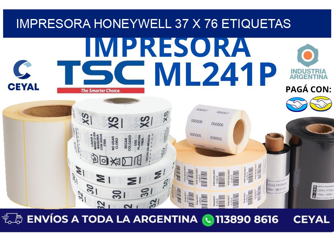 impresora honeywell 37 x 76 etiquetas