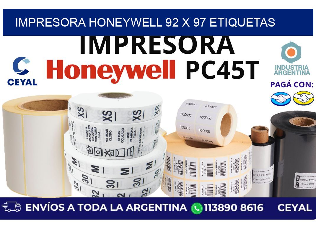 impresora honeywell 92 x 97 etiquetas