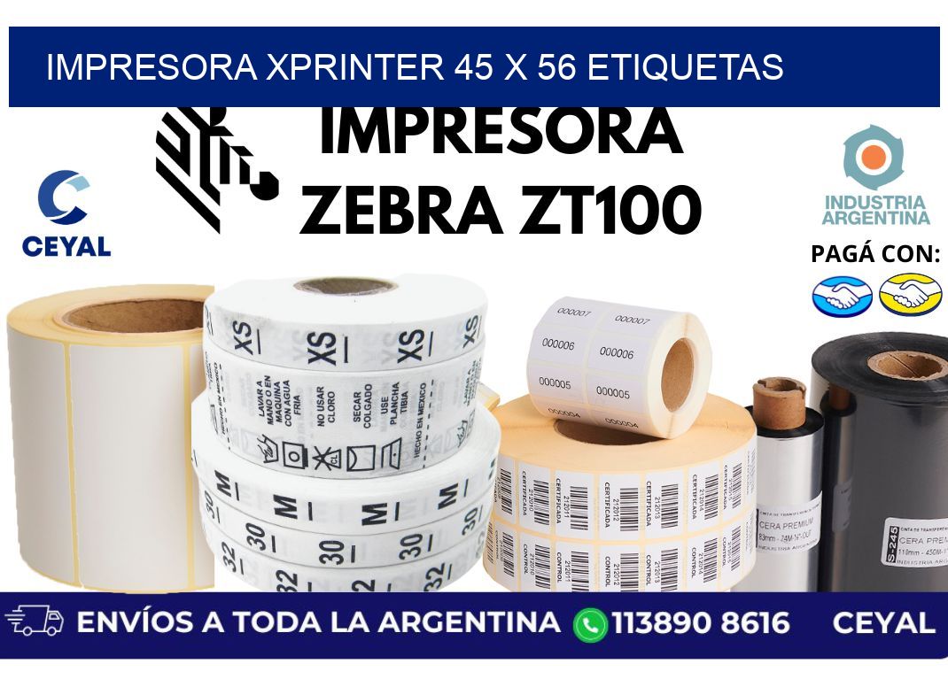 impresora xprinter 45 x 56 etiquetas