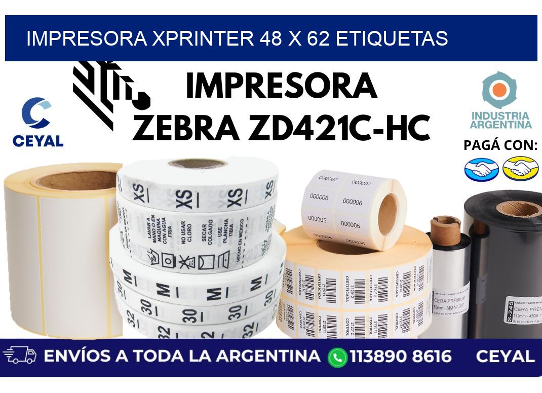 impresora xprinter 48 x 62 etiquetas