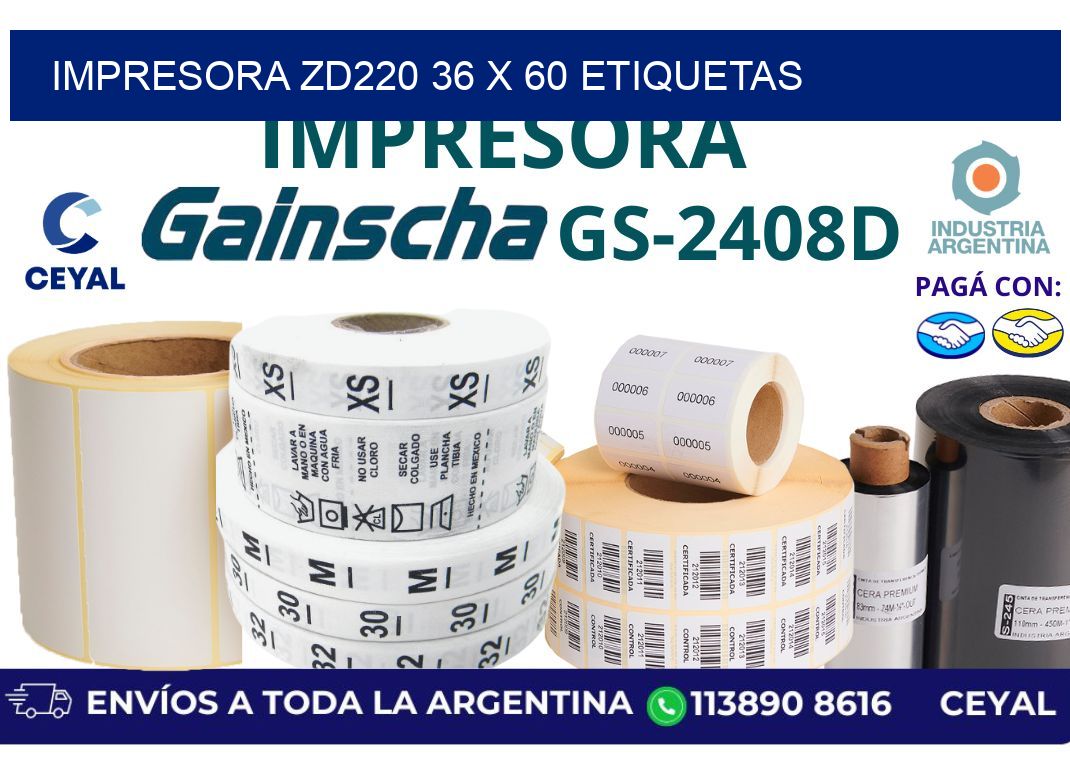 impresora zd220 36 x 60 etiquetas