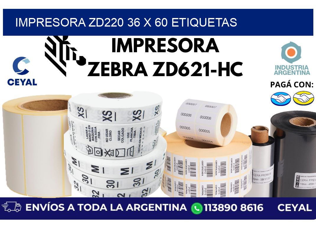 impresora zd220 36 x 60 etiquetas