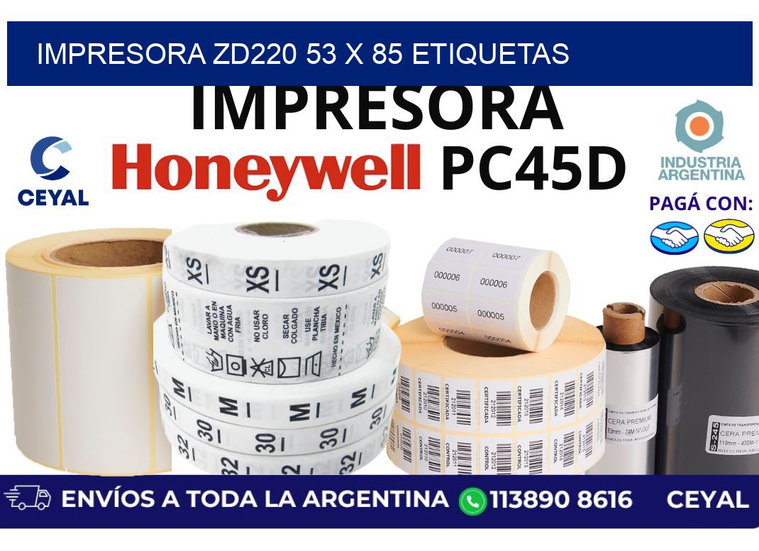 impresora zd220 53 x 85 etiquetas