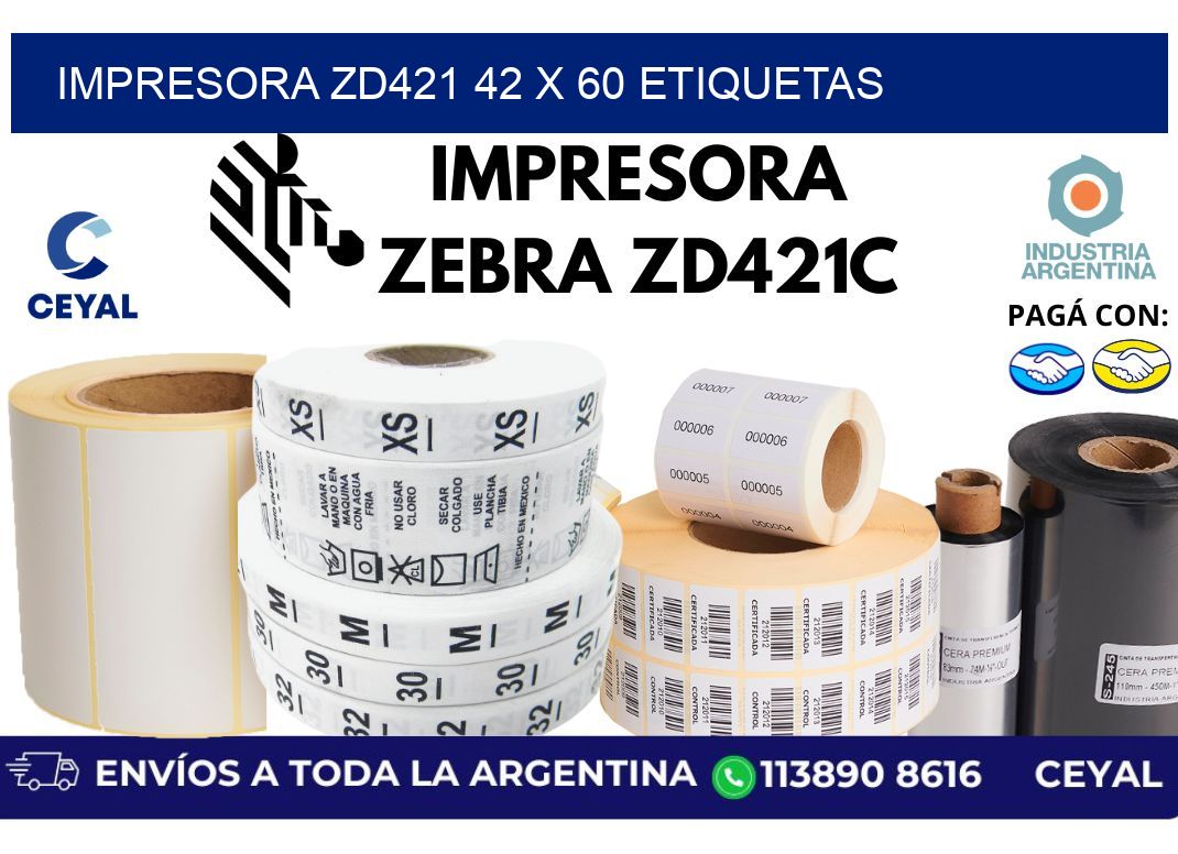 impresora zd421 42 x 60 etiquetas