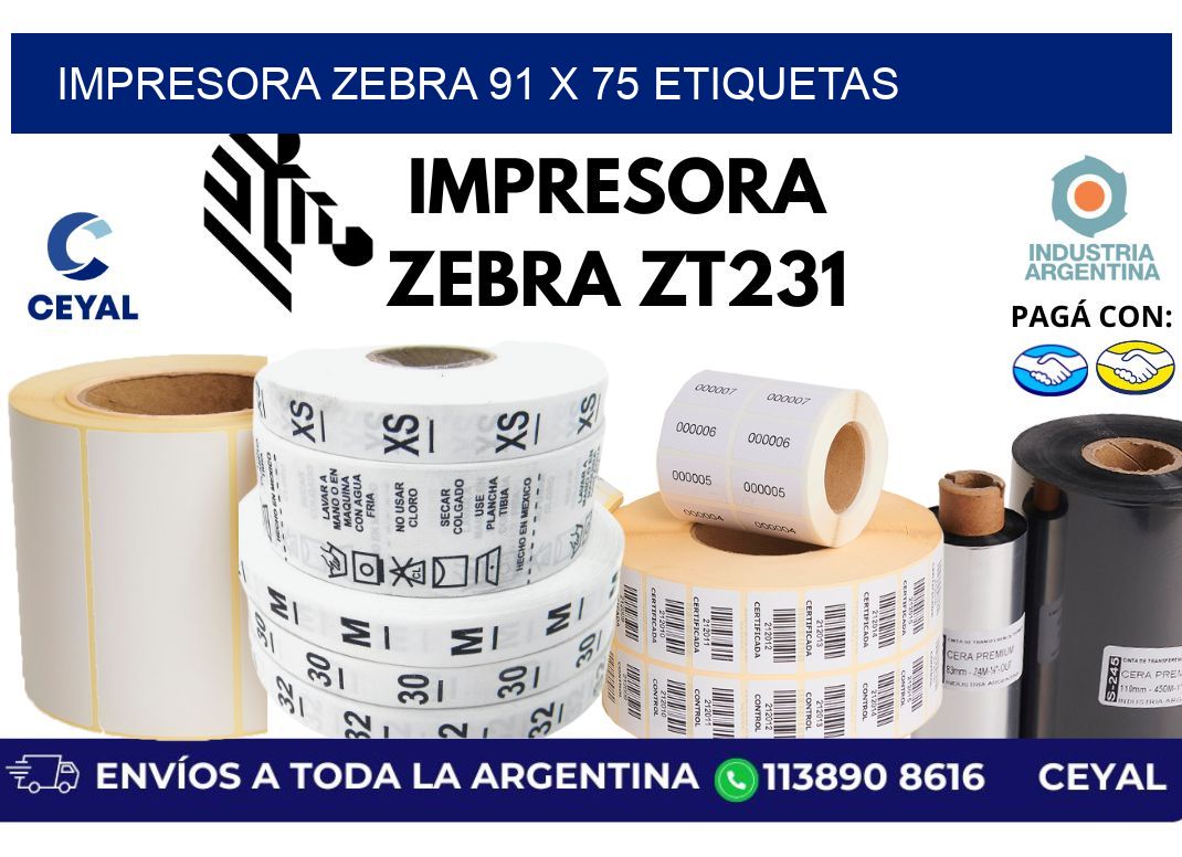 impresora zebra 91 x 75 etiquetas