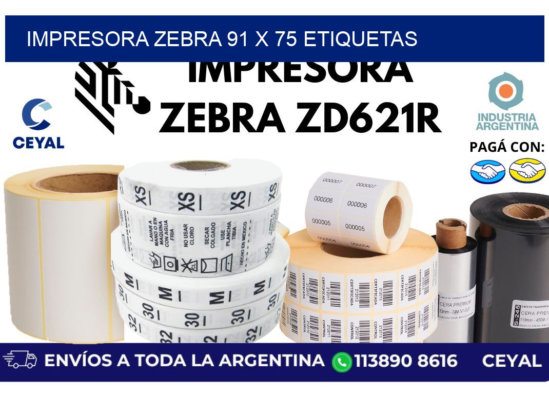 impresora zebra 91 x 75 etiquetas