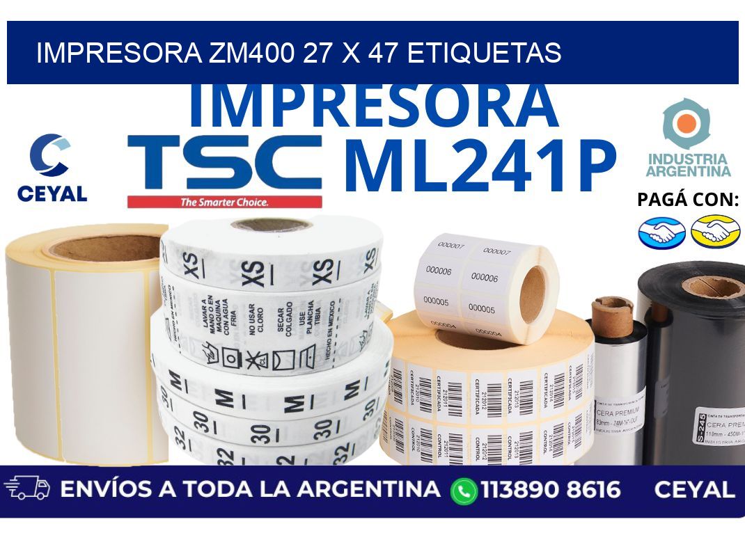 impresora zm400 27 x 47 etiquetas