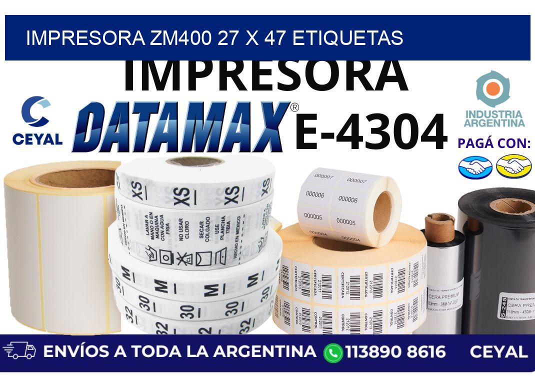 impresora zm400 27 x 47 etiquetas