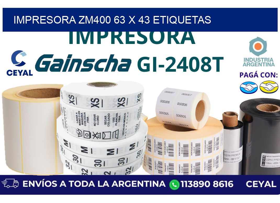 impresora zm400 63 x 43 etiquetas