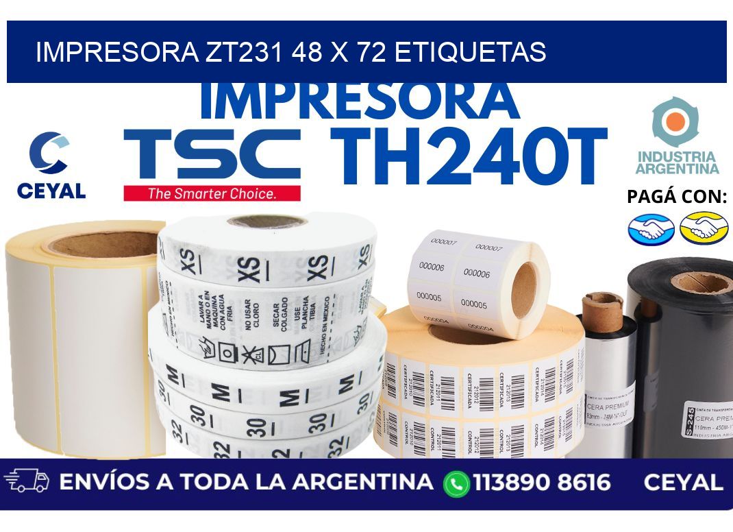 impresora zt231 48 x 72 etiquetas