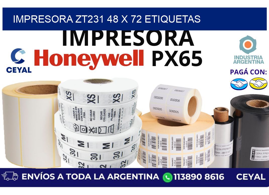 impresora zt231 48 x 72 etiquetas