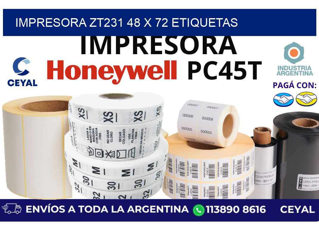 impresora zt231 48 x 72 etiquetas