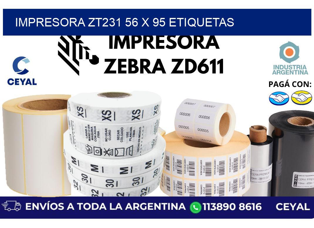 impresora zt231 56 x 95 etiquetas