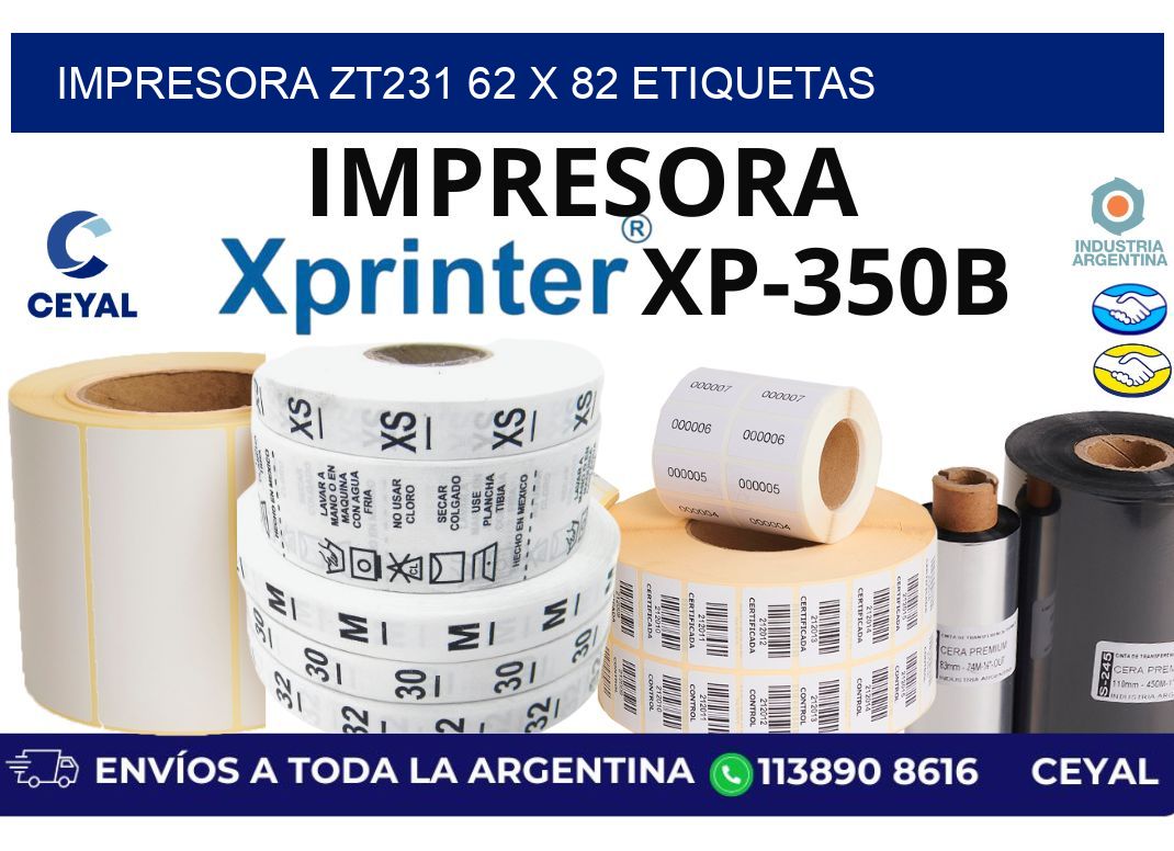 impresora zt231 62 x 82 etiquetas