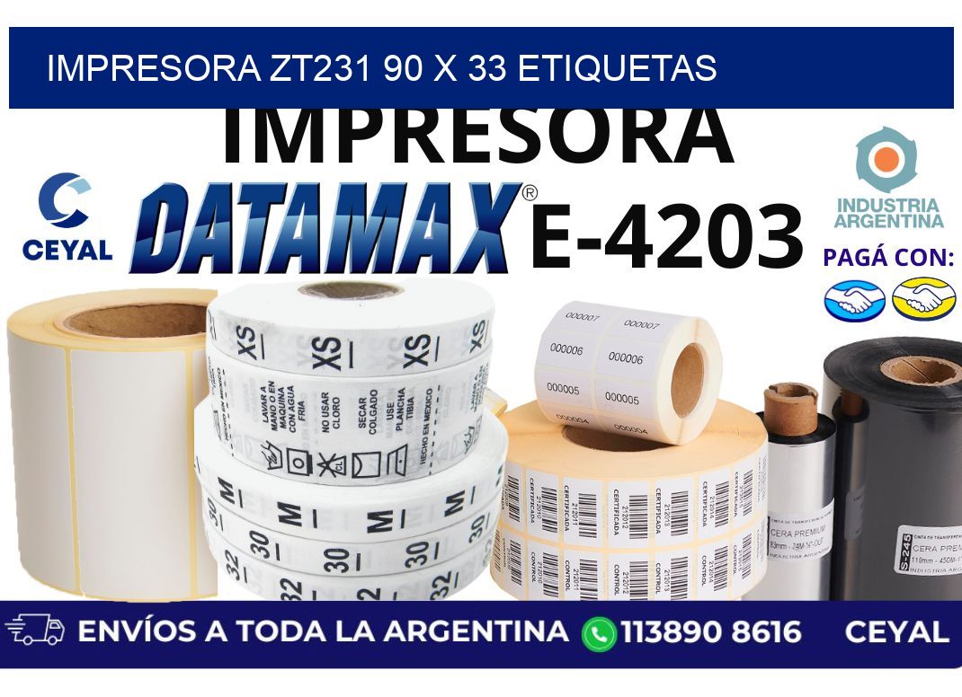 impresora zt231 90 x 33 etiquetas