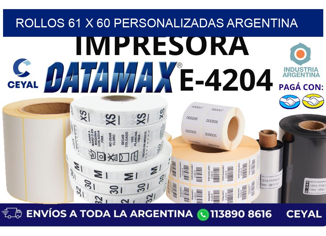 rollos 61 x 60 personalizadas argentina