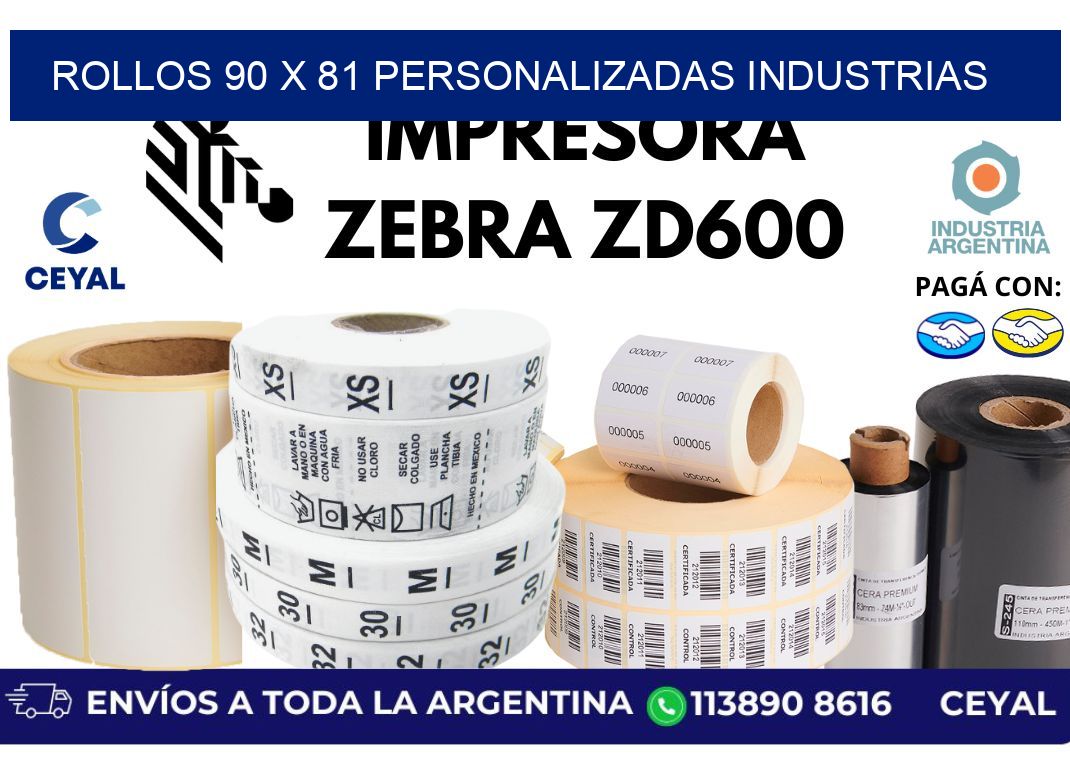 rollos 90 x 81 personalizadas industrias