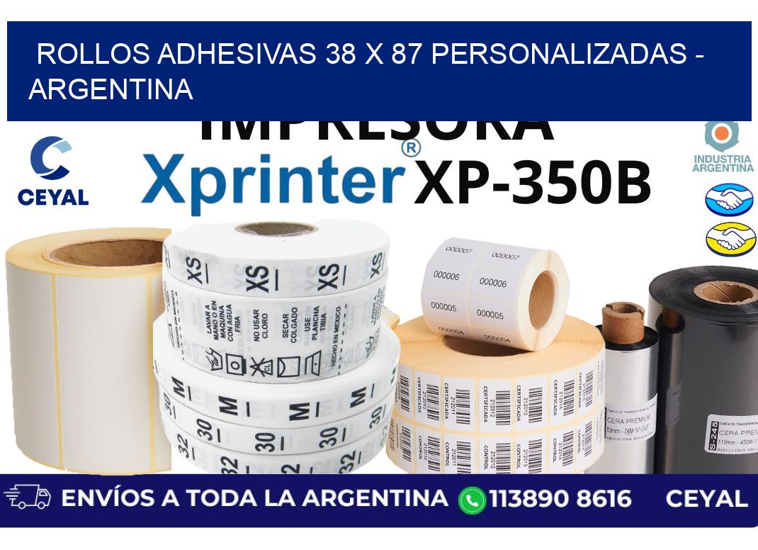 rollos adhesivas 38 x 87 personalizadas – Argentina