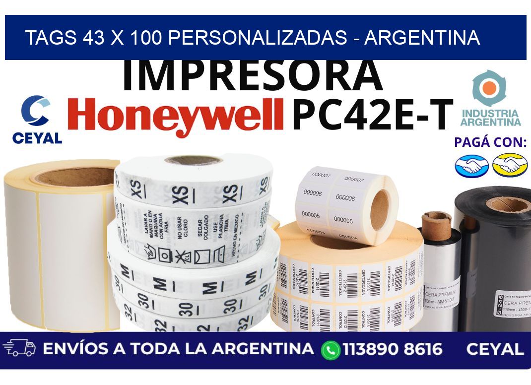 tags 43 x 100 personalizadas - Argentina