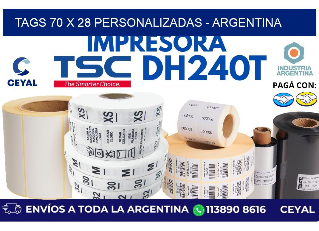 tags 70 x 28 personalizadas - Argentina