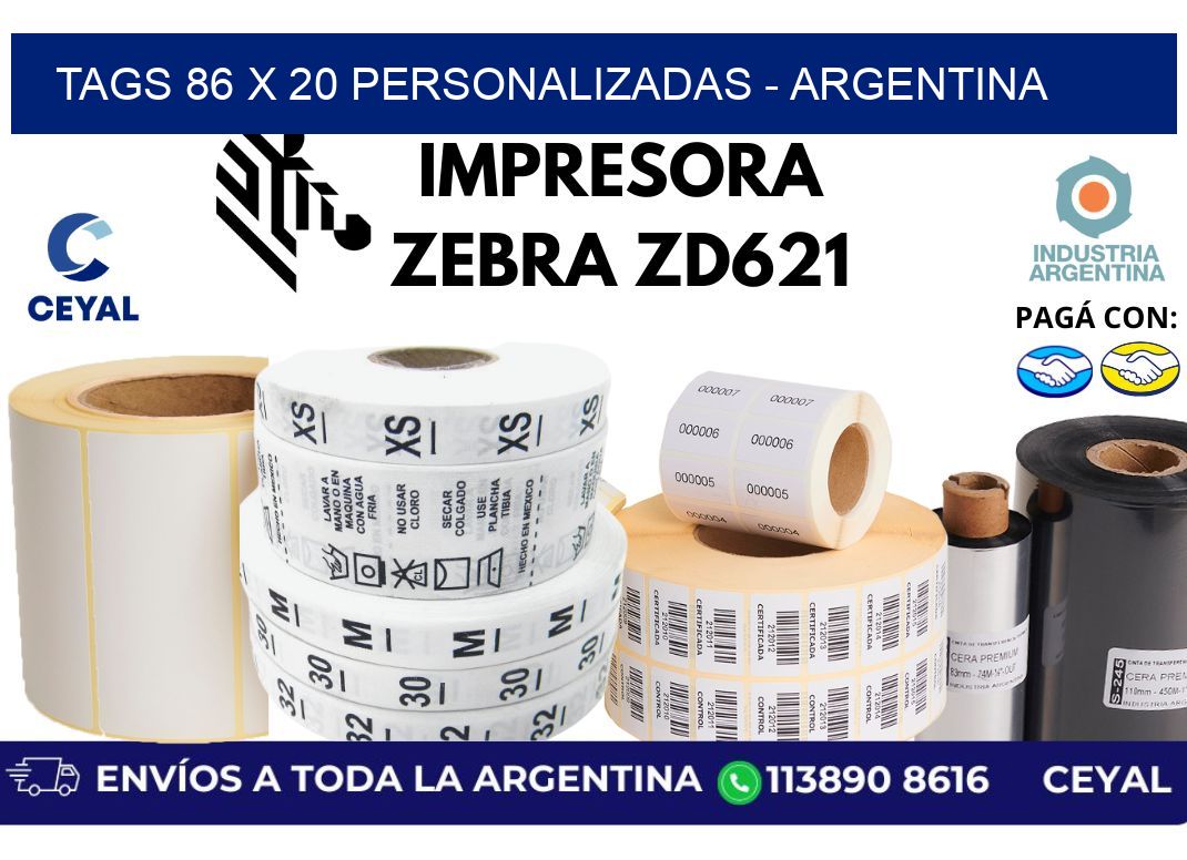 tags 86 x 20 personalizadas - Argentina