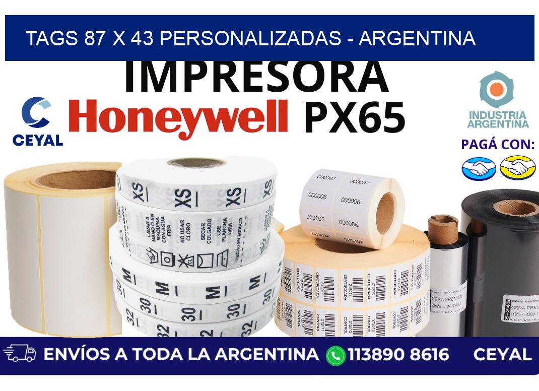 tags 87 x 43 personalizadas - Argentina
