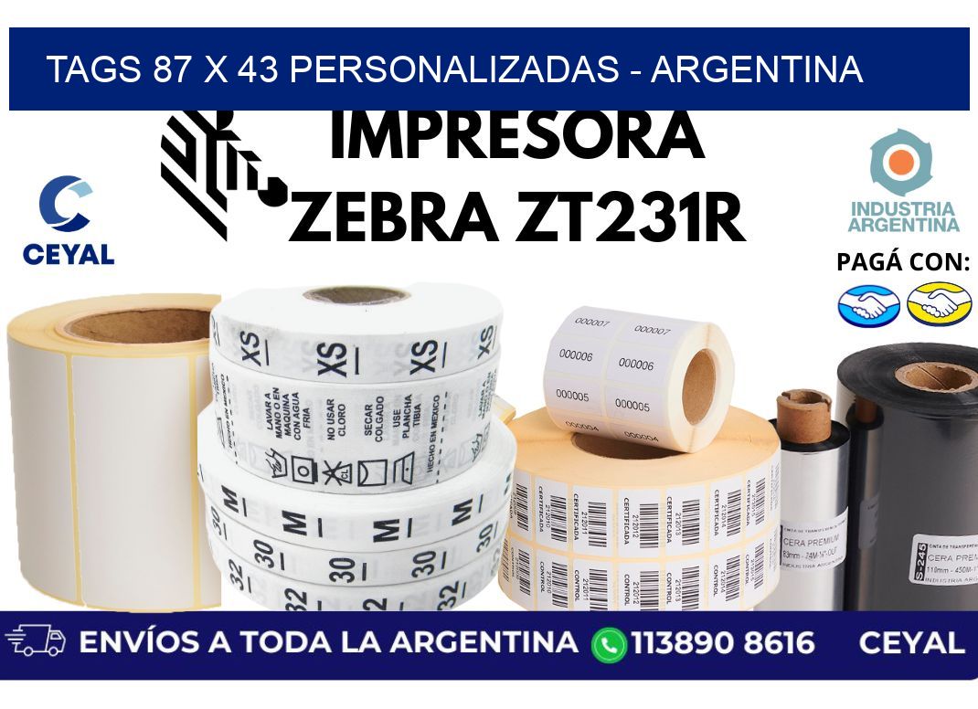 tags 87 x 43 personalizadas – Argentina