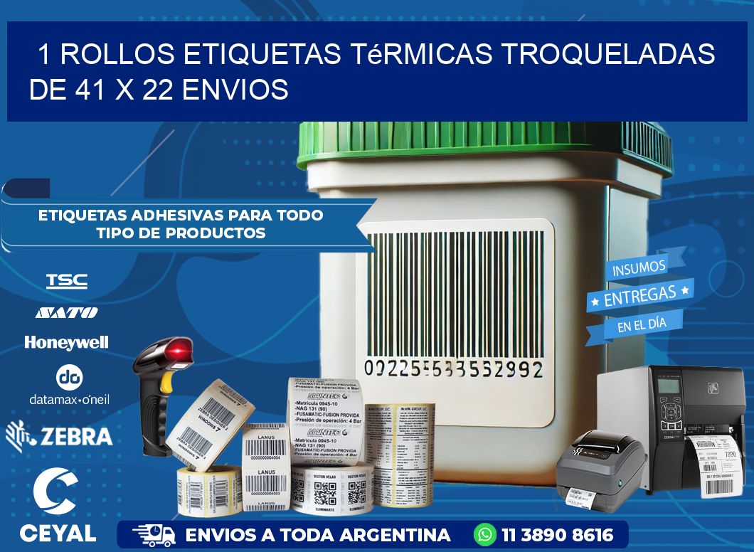 1 Rollos Etiquetas Térmicas Troqueladas De 41 x 22 ENVIOS