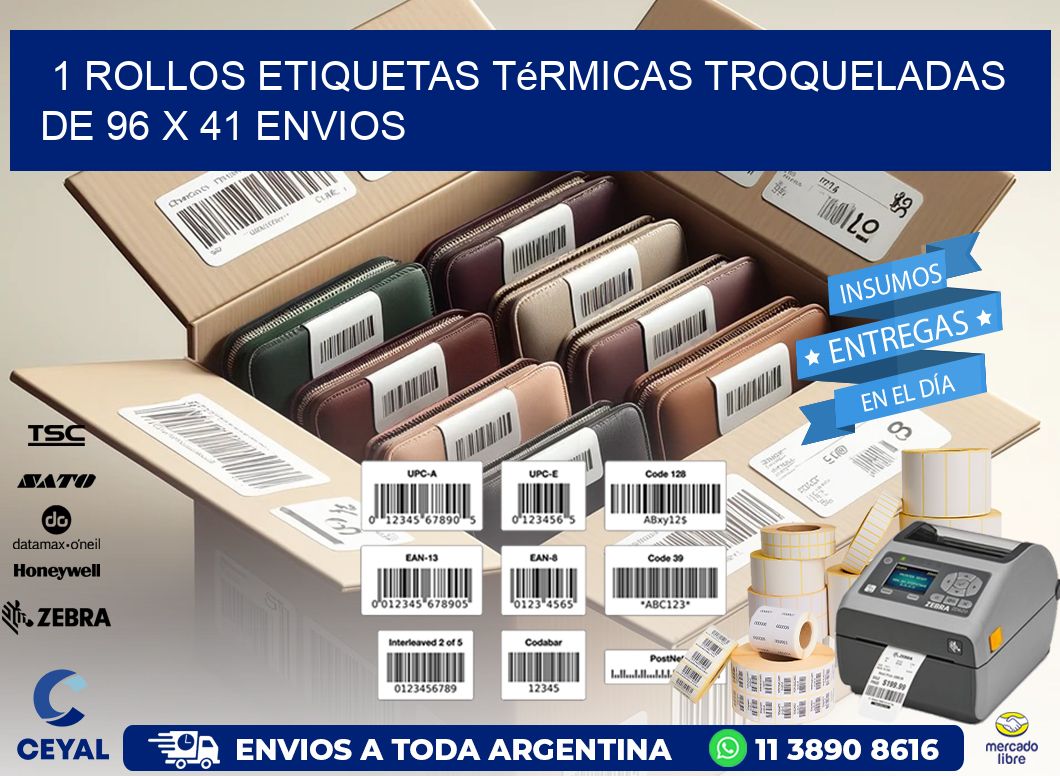 1 Rollos Etiquetas Térmicas Troqueladas De 96 x 41 ENVIOS