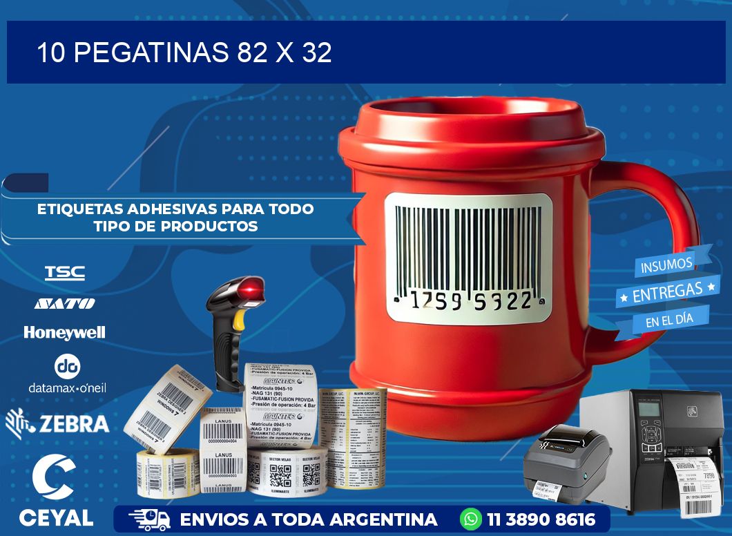 10 PEGATINAS 82 x 32