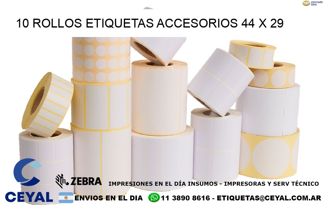 10 ROLLOS ETIQUETAS ACCESORIOS 44 x 29