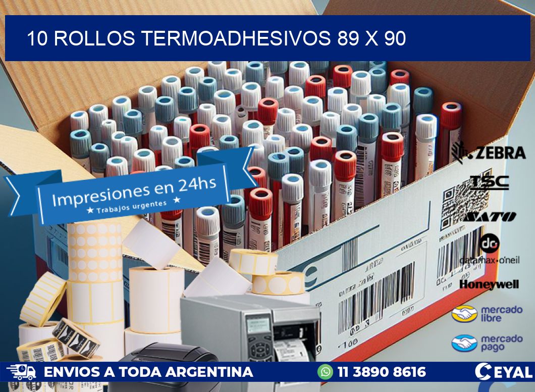 10 ROLLOS TERMOADHESIVOS 89 x 90