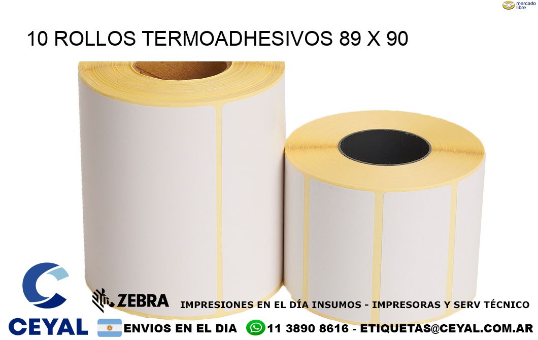 10 ROLLOS TERMOADHESIVOS 89 x 90