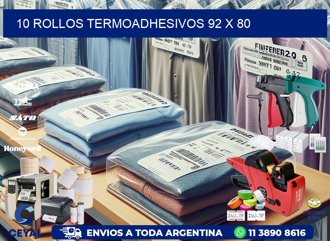 10 ROLLOS TERMOADHESIVOS 92 x 80