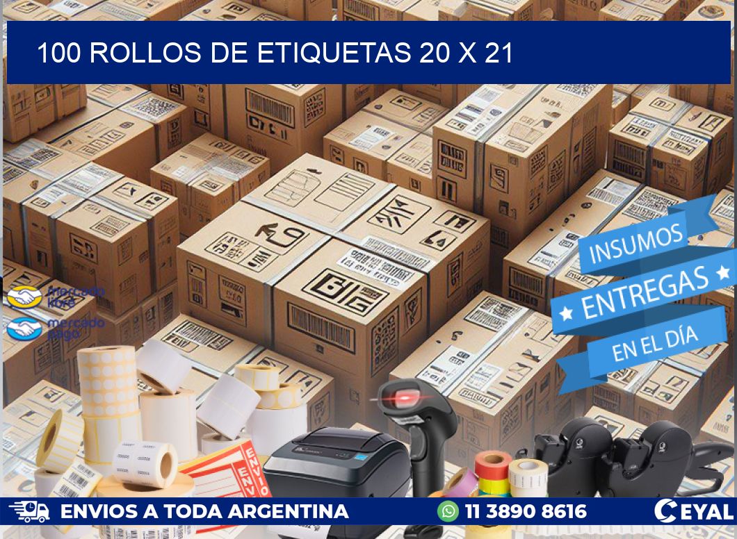 100 ROLLOS DE ETIQUETAS 20 x 21