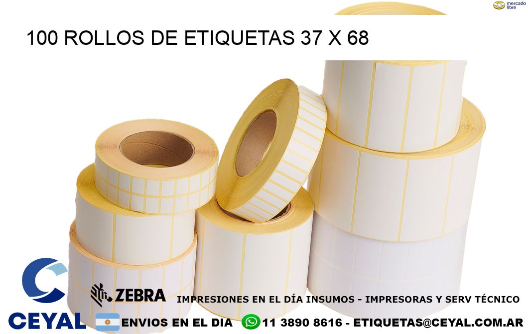 100 ROLLOS DE ETIQUETAS 37 x 68