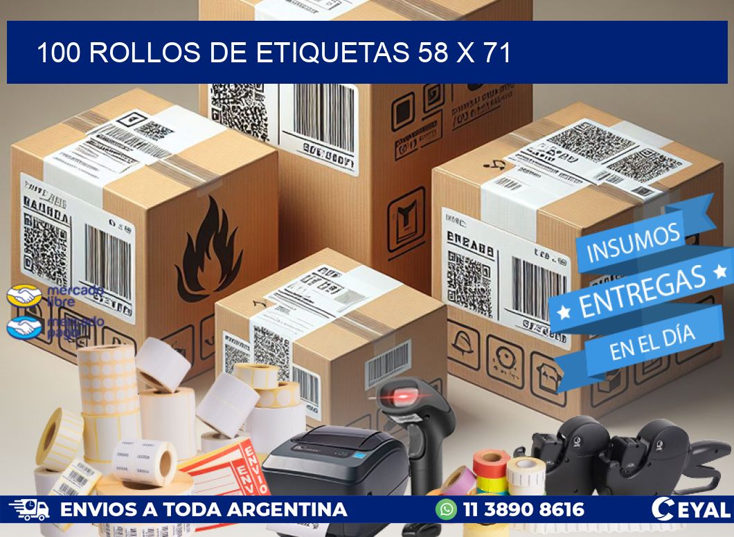 100 ROLLOS DE ETIQUETAS 58 x 71