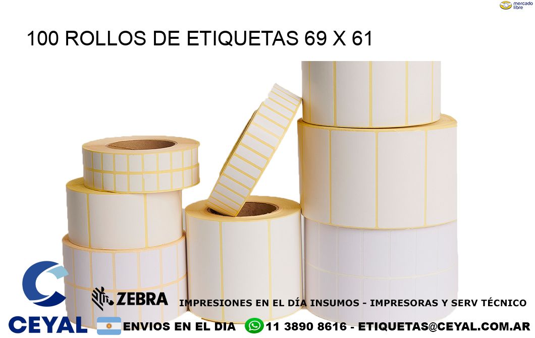 100 ROLLOS DE ETIQUETAS 69 x 61