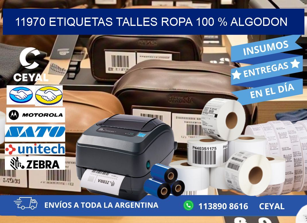 11970 ETIQUETAS TALLES ROPA 100 % ALGODON