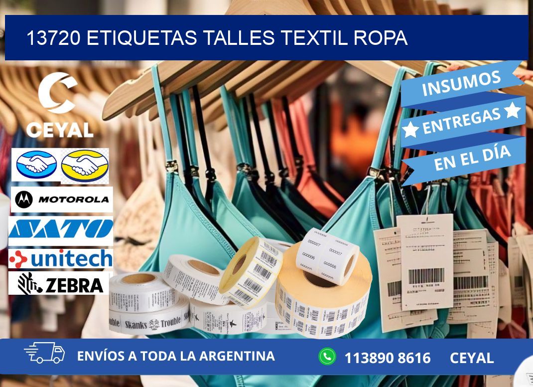 13720 ETIQUETAS TALLES TEXTIL ROPA