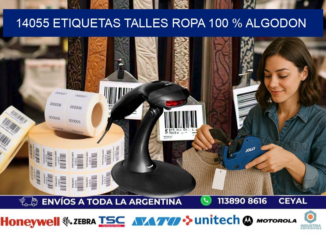 14055 ETIQUETAS TALLES ROPA 100 % ALGODON