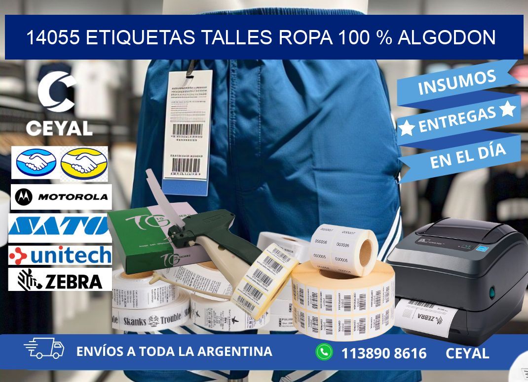 14055 ETIQUETAS TALLES ROPA 100 % ALGODON