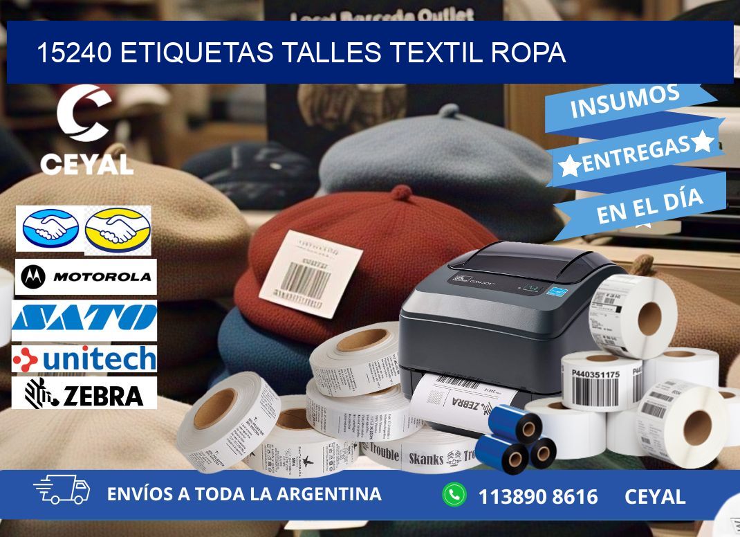 15240 ETIQUETAS TALLES TEXTIL ROPA