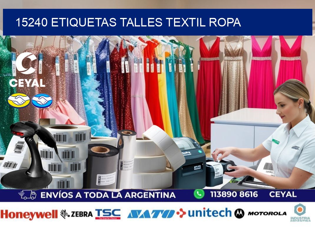 15240 ETIQUETAS TALLES TEXTIL ROPA