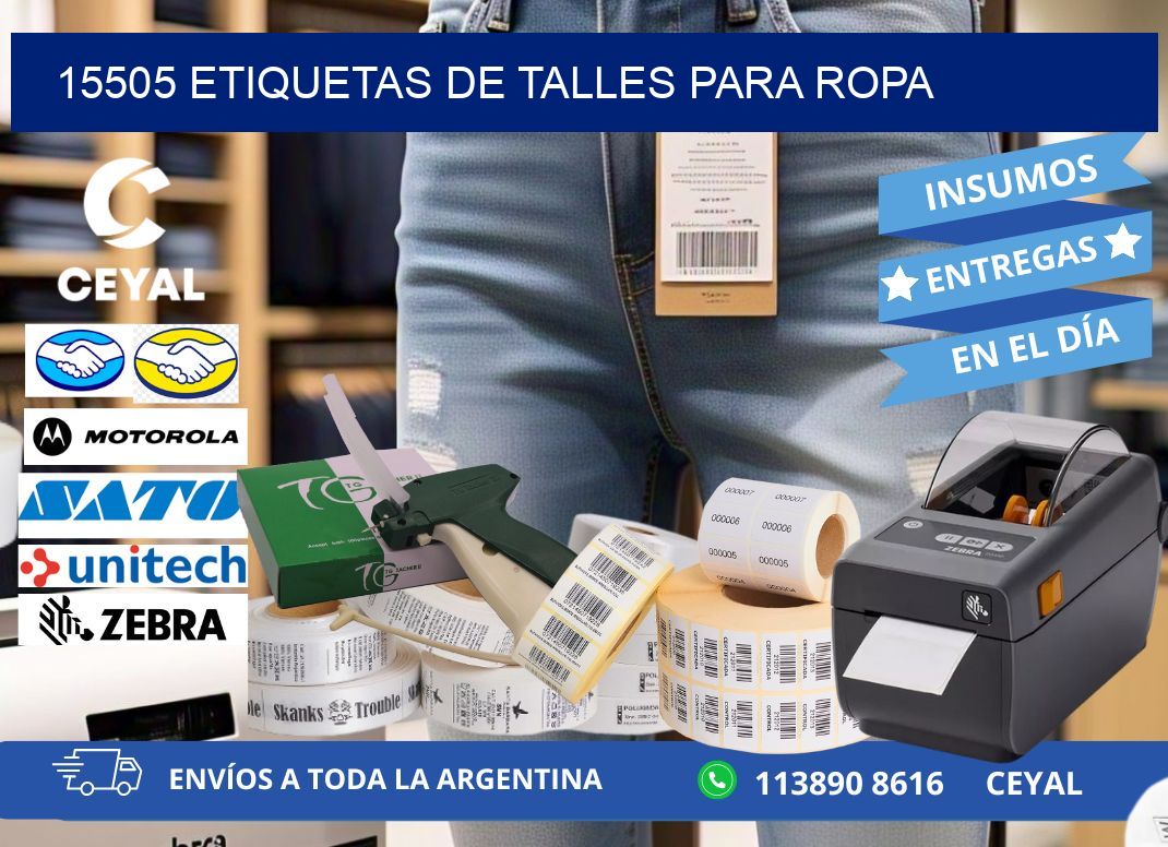 15505 etiquetas de talles para ropa