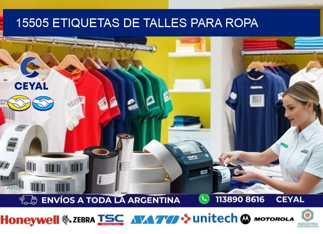 15505 etiquetas de talles para ropa