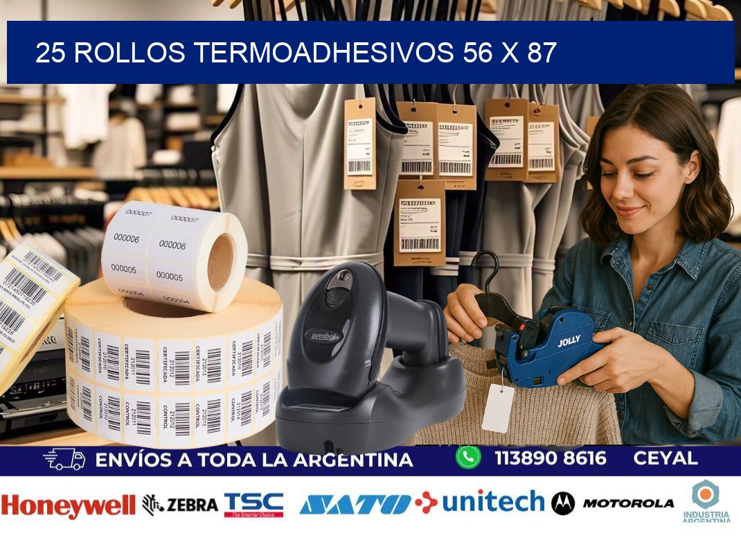 25 ROLLOS TERMOADHESIVOS 56 x 87