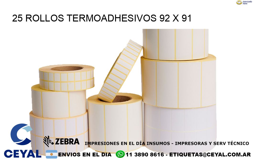 25 ROLLOS TERMOADHESIVOS 92 x 91