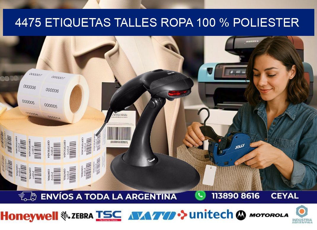 4475 ETIQUETAS TALLES ROPA 100 % POLIESTER