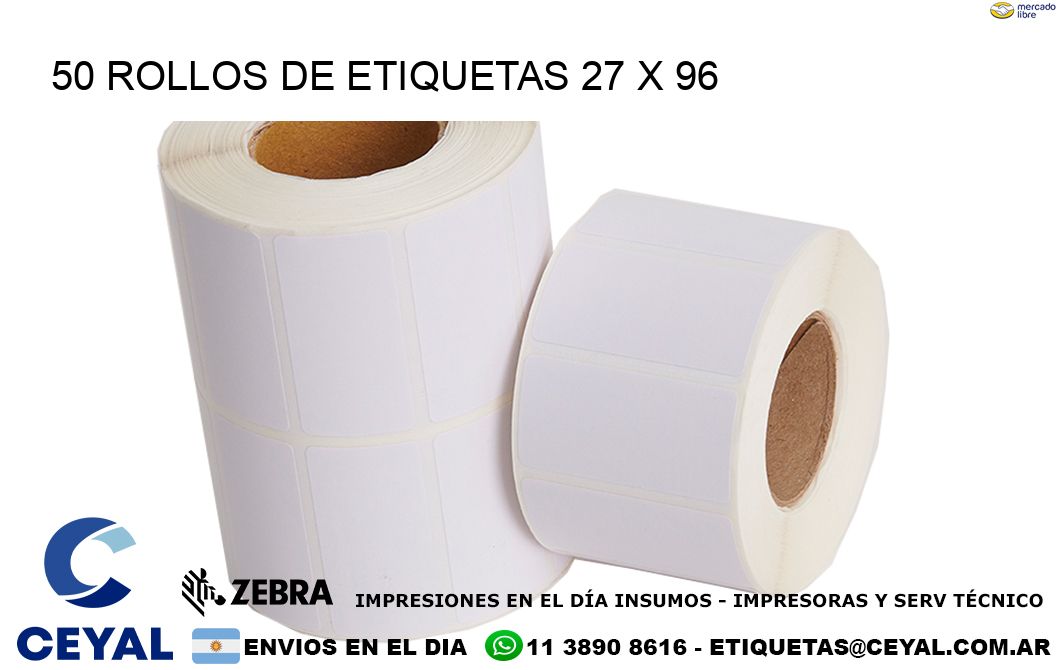 50 ROLLOS DE ETIQUETAS 27 x 96